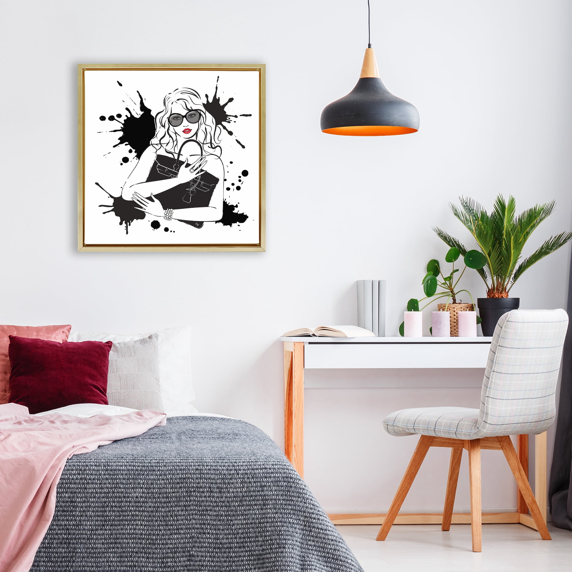 Stupell Industries Black Bag Elegance & Glamour Gold Framed Floater Canvas Wall Art, design by Martina Pavlova