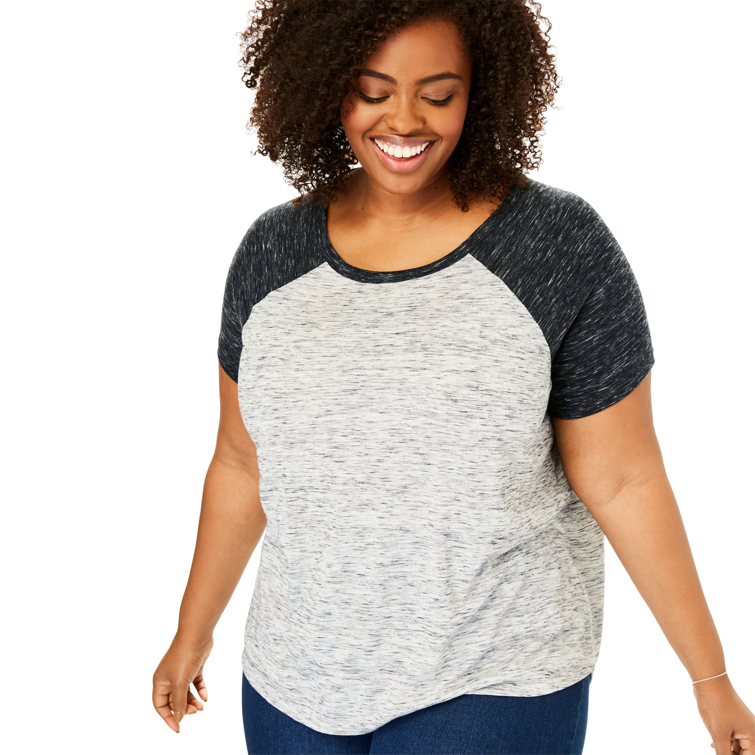 Contrast Marled Baseball Tee Shirt 