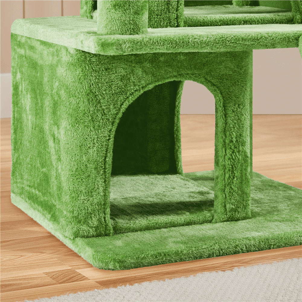 Alden Design 36" Tall Multilevel Cat Tree with Double Condos, Green
