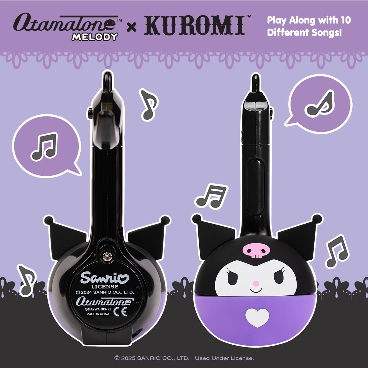 Otamatone Melody Sanrio Portable Small Size Electronic Keychain Musical Toy from Japan - Kuromi