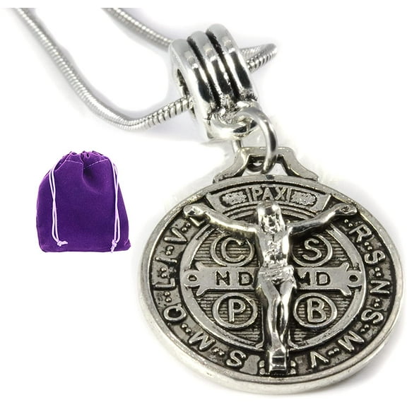 Saint Benedict Medal Necklace Stainless Steel Chain