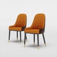 thumbnail image 3 of POVISON Modern Orange Dining Chair (Set of 2), with PU Leather and Iron Legs, 3 of 8