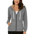 thumbnail image 2 of SROBPTY Womens Jackets, Hooded Jackets for Women, Women's Long Sleeve Hoodies Winter Warm Fleece Zip Hooded Sweatshirt Jacket Coat with Pocket Gray,S, 2 of 4