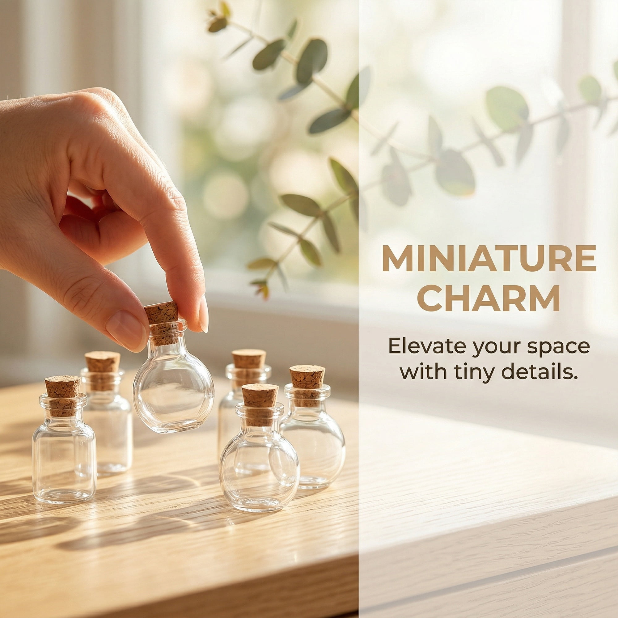 Unique Bargains 6Pcs Tiny Glass Bottles with Cork Stoppers Oval Shaped 0.8" x 0.8" x 1.2"