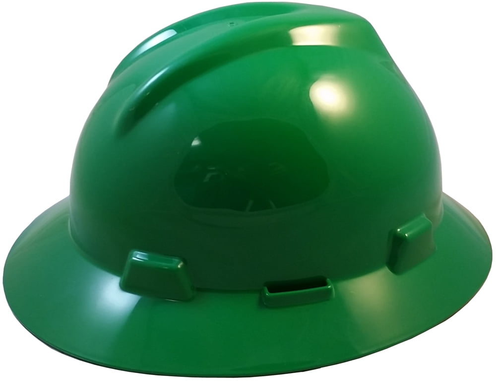 MSA V-Guard with Staz On Suspensions - Full Brim Hard Hats and Safety Tote - Green
