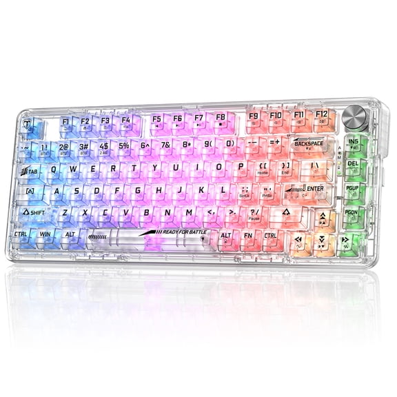 Mpow 81-Key Transparent Mechanical Keyboard – Hot Swappable, RGB Backlit, Tri-Mode (Bluetooth/2.4G/Wired) for PC Mac Gaming