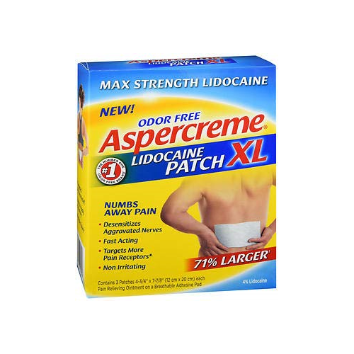 Aspercreme Max Strength Lidocaine Pain Relief, Odorless Patch, 3ct, 2-Pack