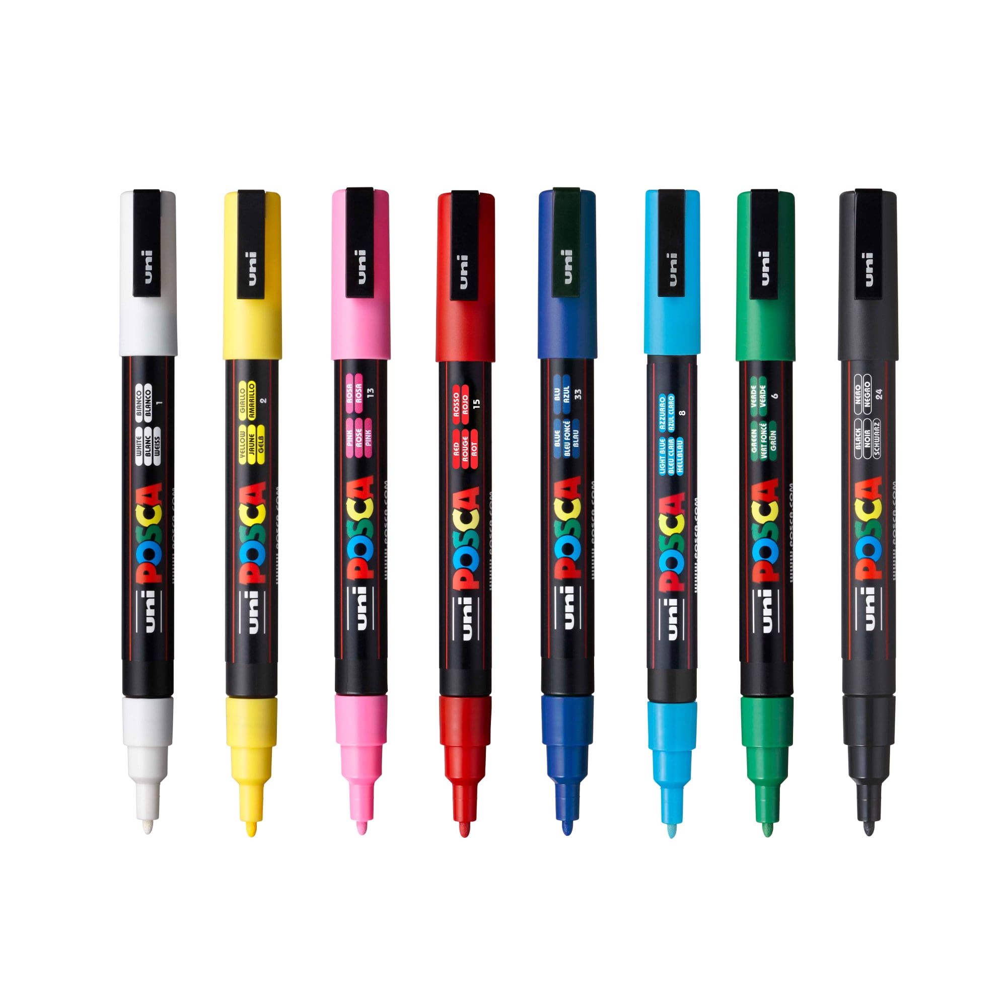 Uni POSCA PC-3M Paint Markers, Fine Point Marker Tips (0.9-1.3mm), Assorted  Ink, 8 Count