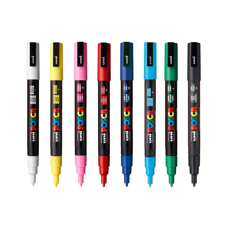 Uni POSCA PC-3M Paint Markers, Fine Point Marker Tips (0.9-1.3mm), Assorted  Ink, 8 Count 
