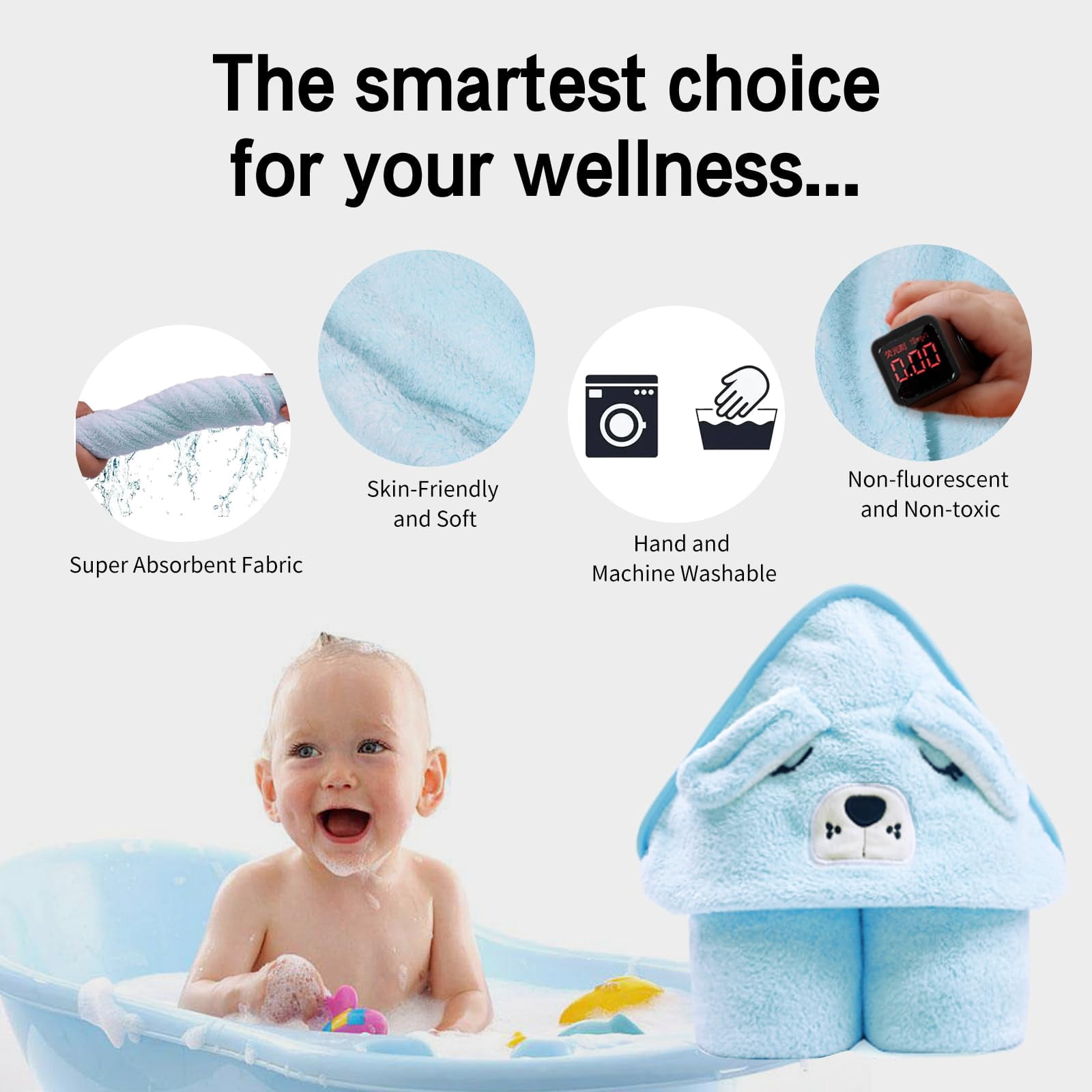 Soft Hooded Baby Towel – Large, Absorbent & Cute Animal Design For Bath Time - View #9