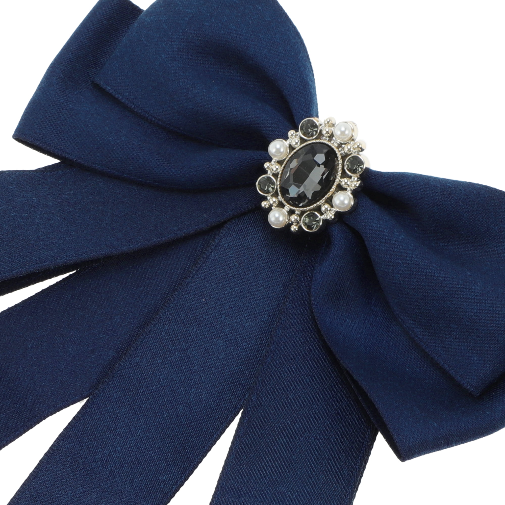 Unique Bargains Ribbon Bow Brooches Christmas Gifts Grey Crystal
