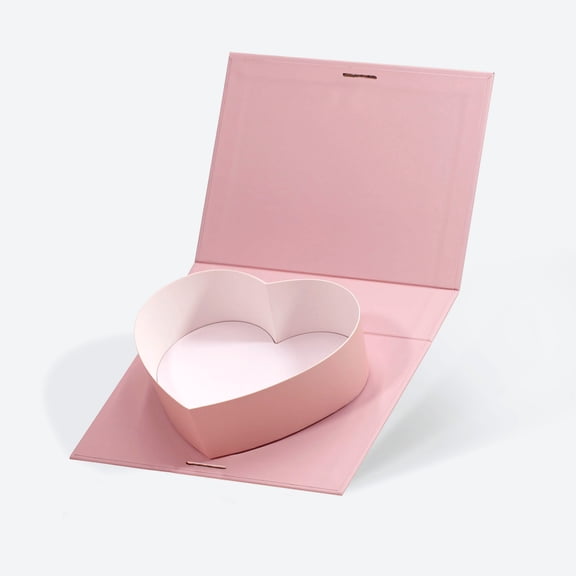 Geoto 8"x6"x2" Bulk Pink/Red/White/Black Single Heart Shaped Valentine's Day Treat Fillable Gift Packaging Box 1 Pack(Pink)