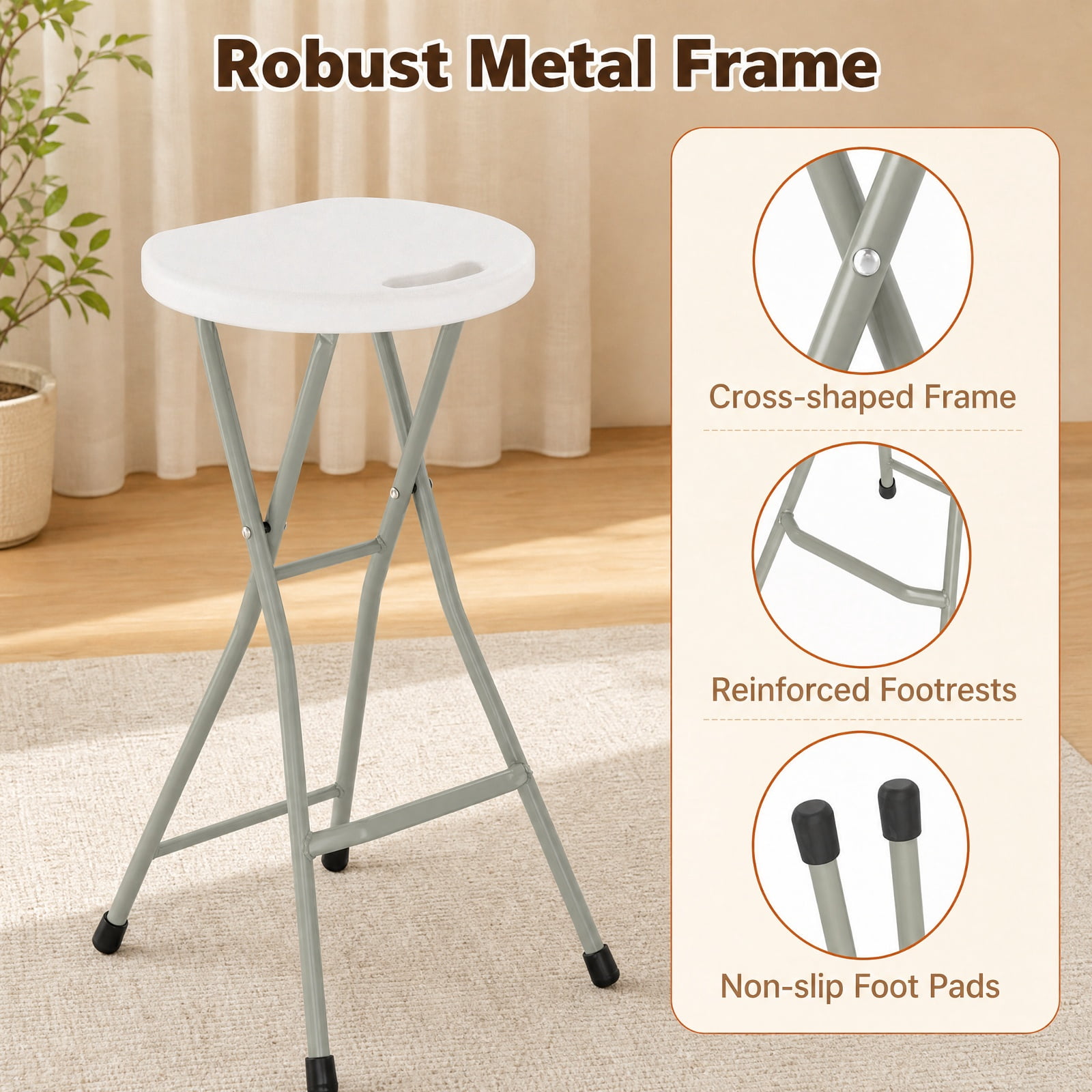 Biotree Set of 2 28 Inch Folding Chair 28" x 15.5" for Patio Camping Dining Portable Folding Seat for Outdoor, White