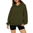 thumbnail image 4 of Tiweut Casual Tops Women Hoodies Hoodie Basic Pullover Sweatshirt Soft Comfortable Long Sleeve Hoodie All Season Blouse for Ladies Army Green,XXL, 4 of 6