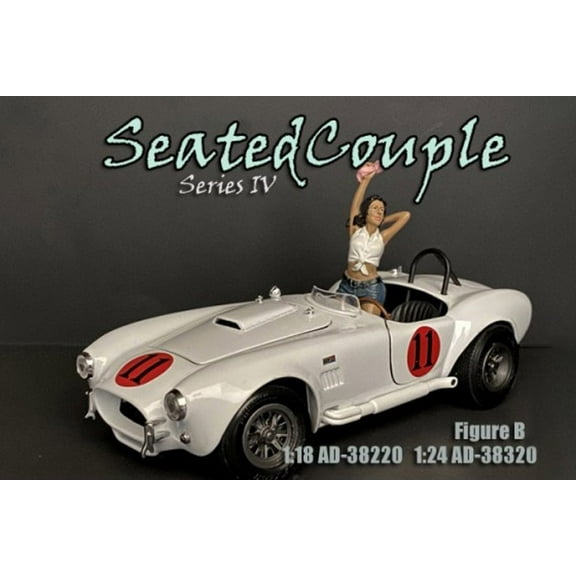 Seated Couple Series IV Figure B, Blue and White - American Diorama 38320 - 1/24 scale Figurine - Diorama Accessory