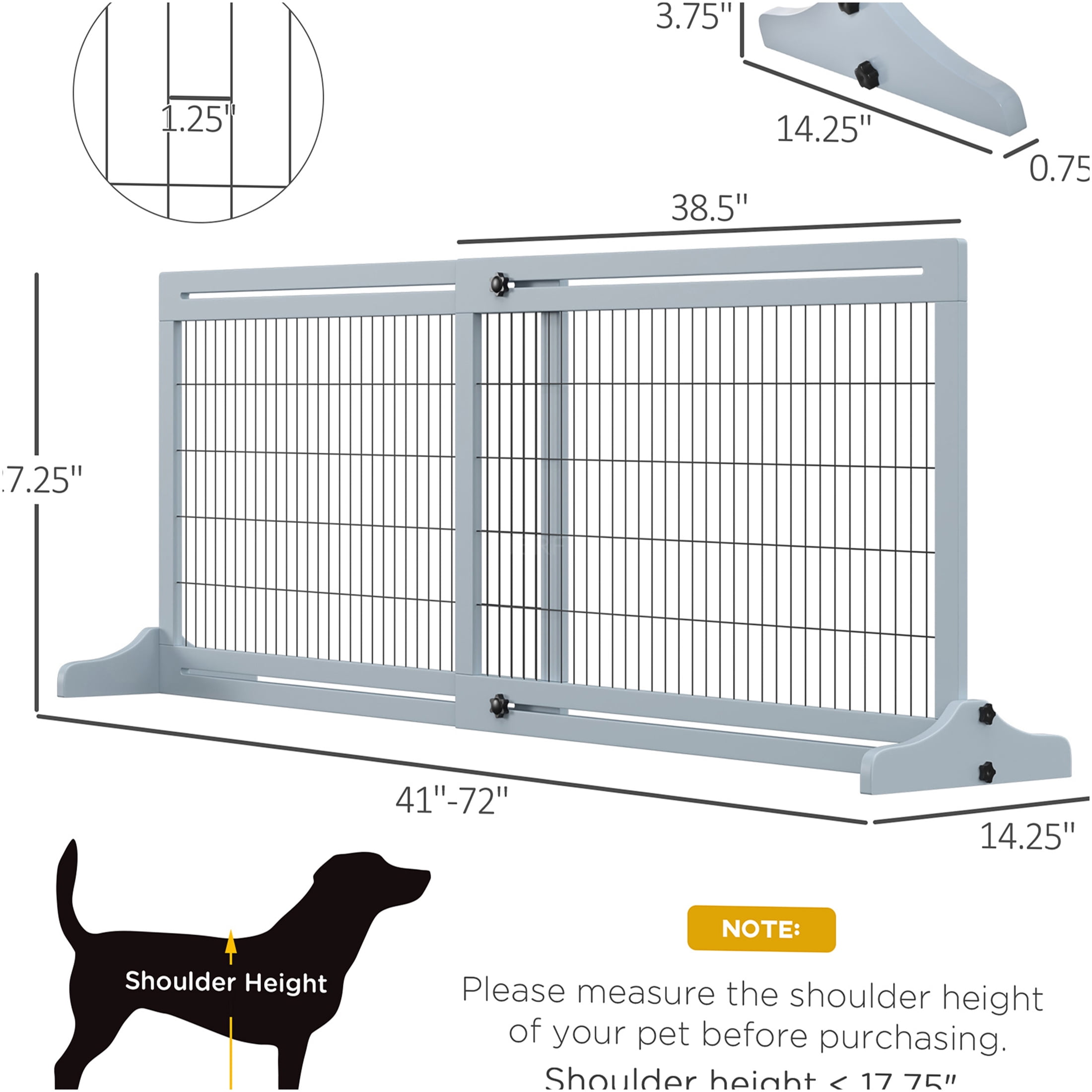 JERFIT 72 Inch Extra Wide Pet Gate for Doorways, Freestanding Dog Gate with Adjustable Width, No Drill Wooden Puppy Fence for Stairs, Hallways, House in Gray