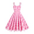 thumbnail image 2 of Pink Plaid Dress for Women Teens Holiday Party Fashion Sleeveless V Neck Cocktail Evening Swing Gowns Cute Dress (Medium, Pink 01), 2 of 6