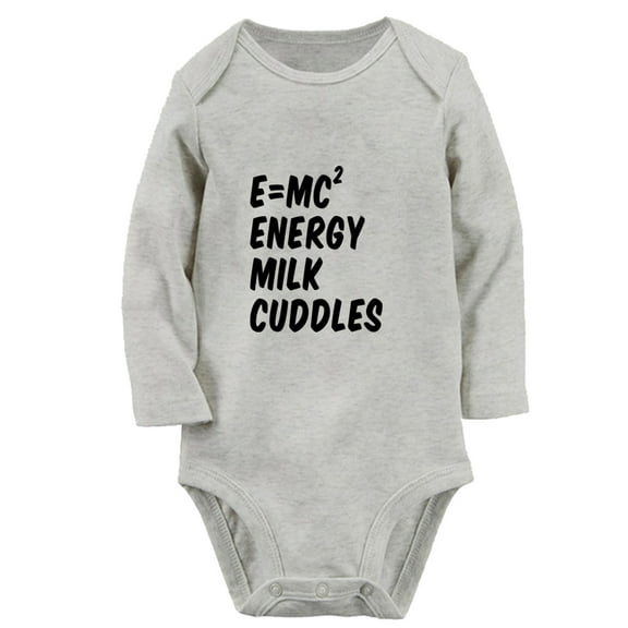 iDzn Energy Milk Cuddles Funny Rompers, Newborn Baby Unisex Bodysuits, Infant Jumpsuits, Toddler Kids Long Sleeve Oufits (Gray, 6-12 Months)