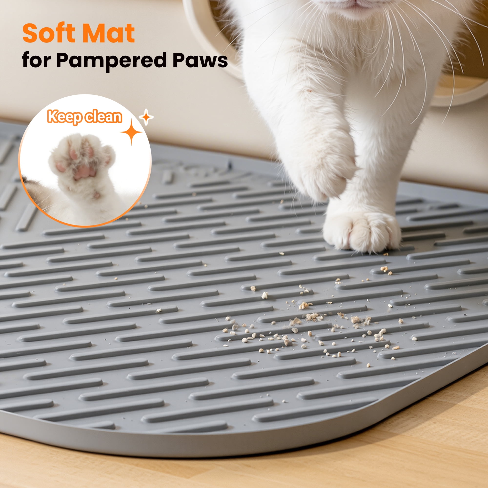 Vacqueen Silicone Waterproof/Urineproof & Non-Slip Rubber Cat Litter Mat with Lip, Large: 47.2 x 37.4 in