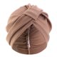 thumbnail image 1 of Turbante de color liso con diseño anudado elástico, tejido grueso con textura de gofre, estilo étnico indio., 1 of 8