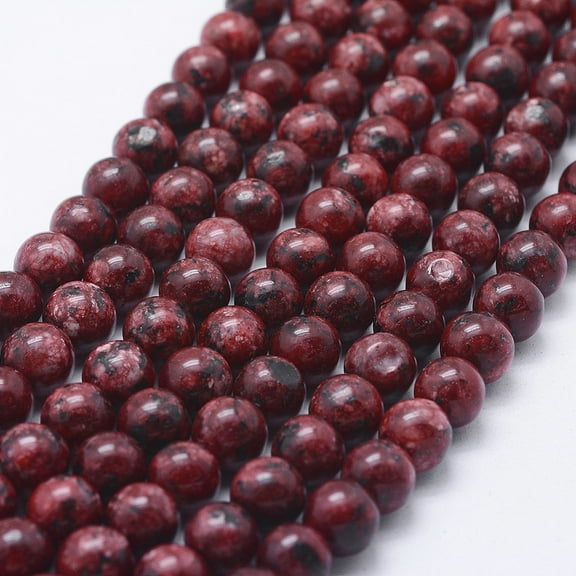 1Strand Natural Larvikite Beads Strands Dyed Round Dark Red 8~8.5mm Hole: 1mm 47~49pcs/strand 14.5 inch~14.9 inch(37~38cm)