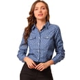 thumbnail image 1 of INSPIRE CHIC Chemise à Pois pour Femme à Col Pointu, Manches Longues, Boutonnée, 1 of 6