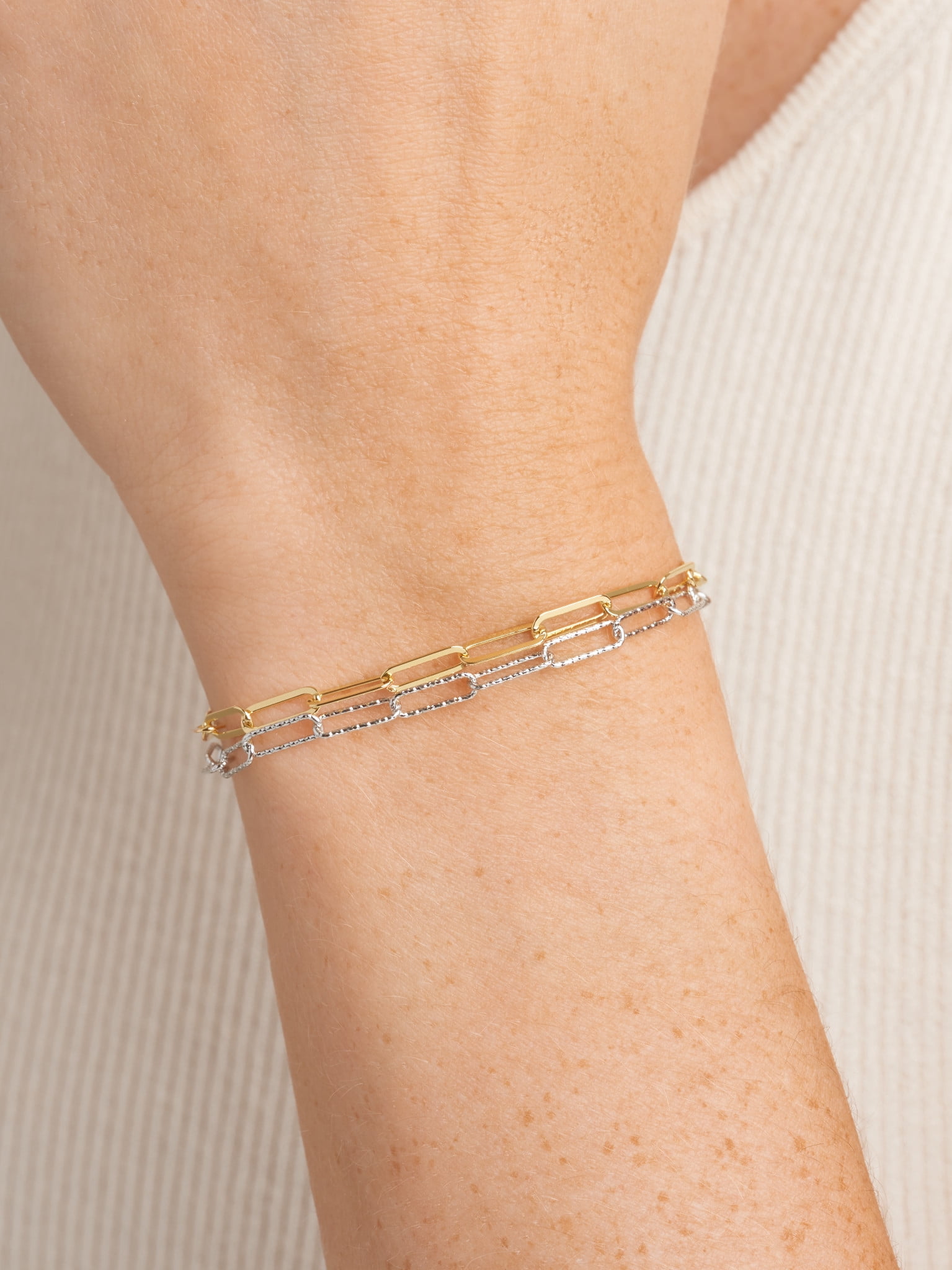 Double Link Paper Clip Bracelet, 6.75" + 1.25" Extension, Adult Female