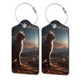 thumbnail image 5 of Rocae Pyramid Desert Cat for Leather Luggage Baggage Tags ID Label Privacy Cover ID Label with Stainless Steel Loop and Address Card, 5 of 5