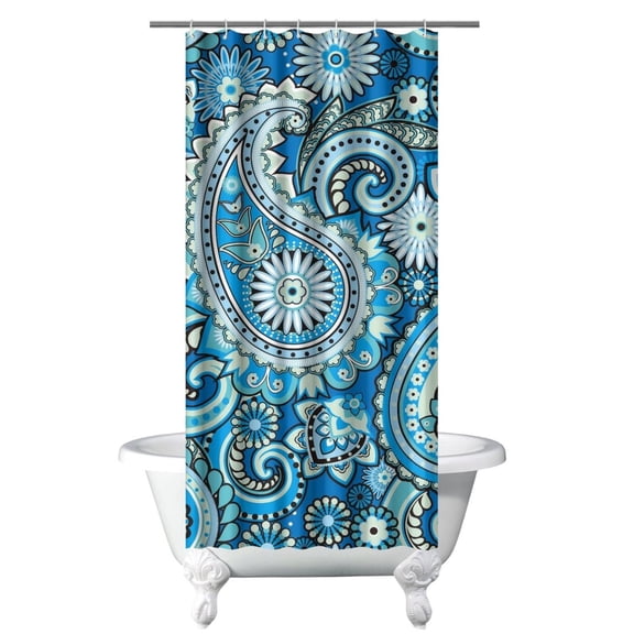 Artistic Bohemian Paisley Curtain 36x72 Inches, Quick-Dry Polyester with Hooks, Elegant Vintage Floral Pattern for Bathroom Decor