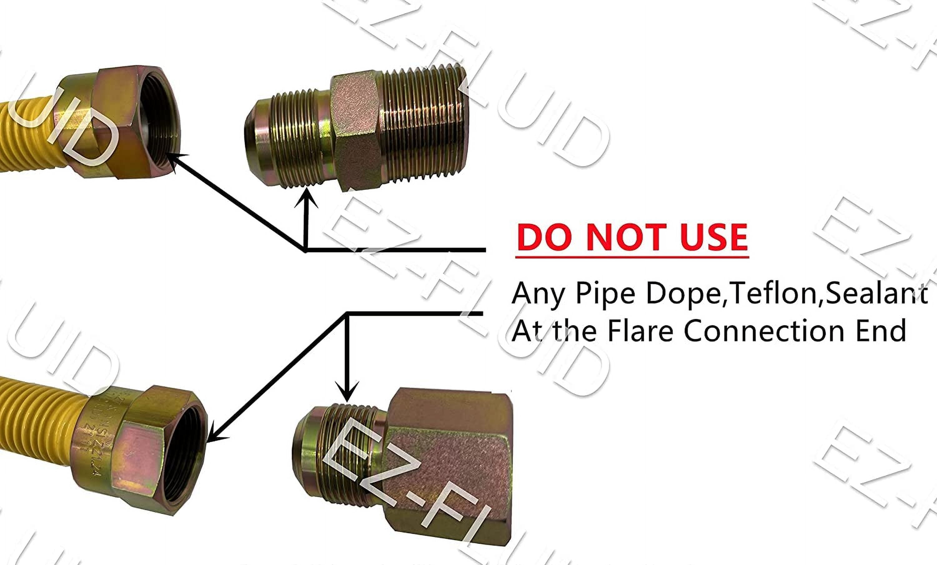 EZ-Fluid (1) 18" (1"OD) 3/4"MIP x 3/4"FIP High Flow Full Port Appliance Gas Connector, Grey/Gray PVC Coated Gas Flexible Line,Stainless Steel,High Btu, Gas Connector Hose Supply, Indoor,Outdoor