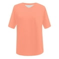 thumbnail image 4 of vigerkar Womens Oversized Tshirts V Neck Tee Shirts Half Sleeve Loose Fit T Shirt Cotton Tunic Tops 2025 Orange, S, 4 of 4