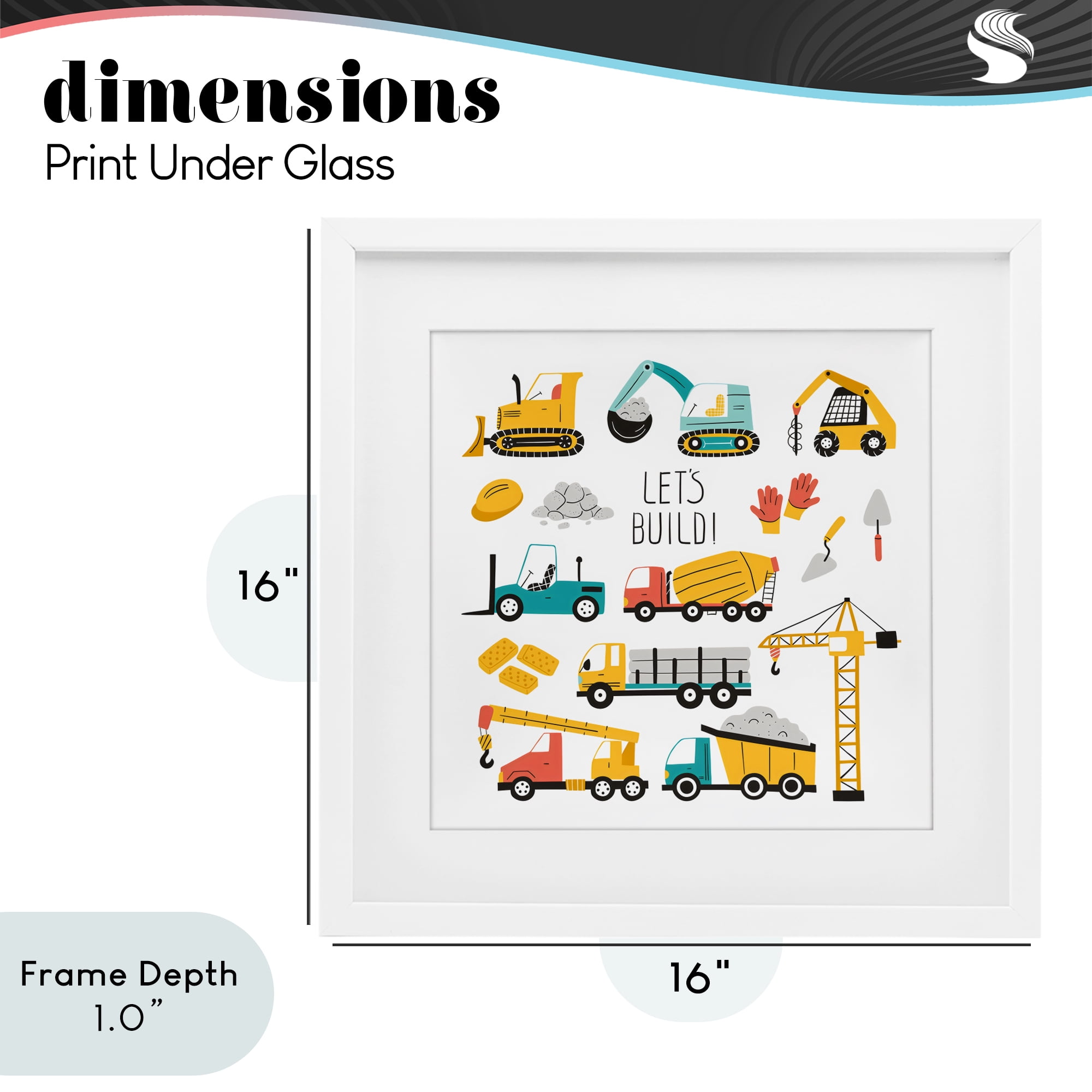 Stupell Industries Let's Build Various Construction Trucks White Framed Print Under Glass, design by Creative Studio