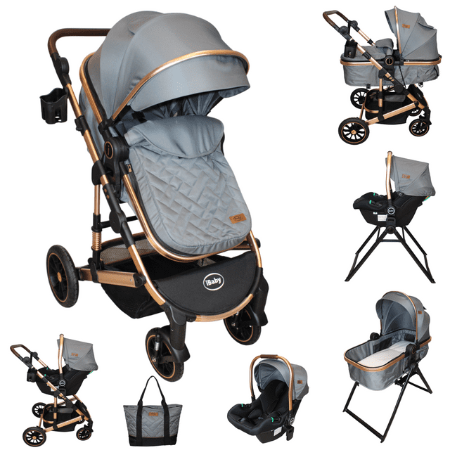 Carriola 6 En 1 | Base Mecedora | Autoasiento | Amalfi Ibaby gris