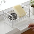 thumbnail image 4 of Kitchen Sink Organizer Sponge Holder, Kitchen Sink Sponge Holder with Removable Tray, Rust-Proof White Coating, 4 of 5