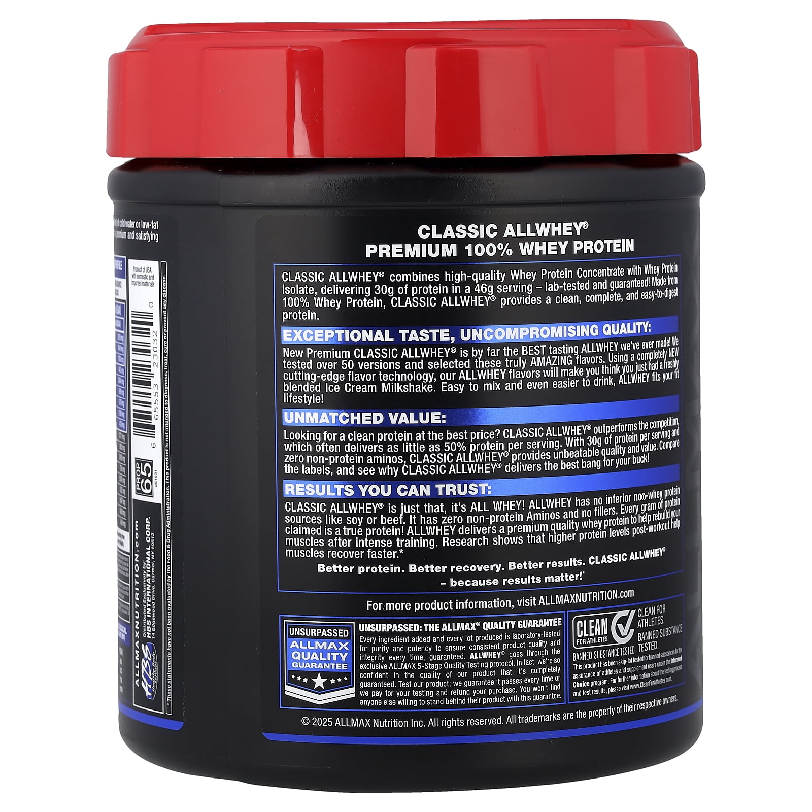 ALLMAX CLASSIC ALLWHEY®, 100% Whey Protein Source, Chocolate, 0.9 lbs (425 g)
