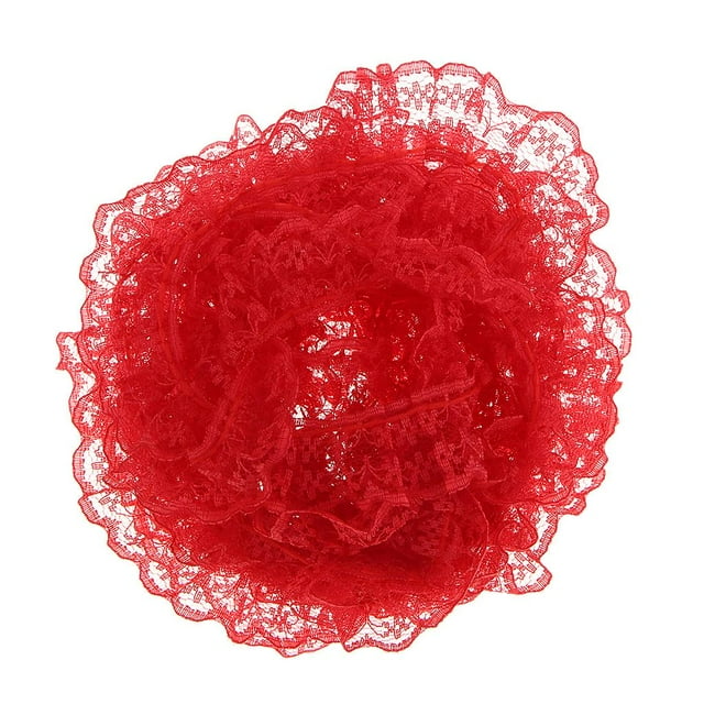 Dentelle de Couleurs Variées, Ruban en Tulle Dentelle, Tissu en Dentelle Extensible au Mètre pour Rouge