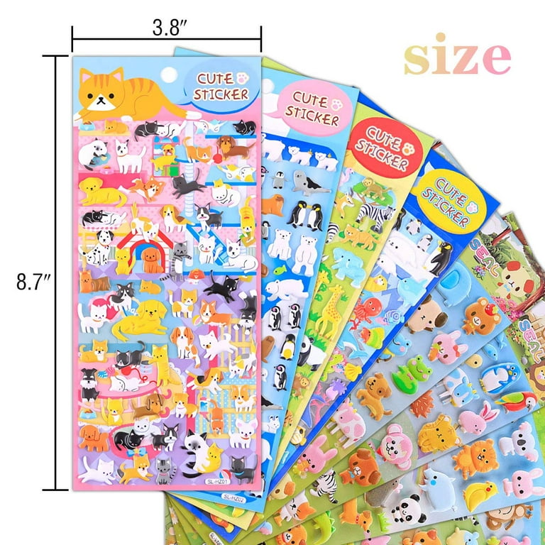 24 Sheets(400+) Animal 3D Puffy Stickers for Toddlers Kids, Bulk Preschool  Sticker Sheets for Reward, Craft, Scrapbooking