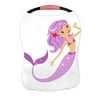 ECZJNT Colorful mermaid character with purple hair and long fish tail Nursing Cover Baby Breastfeeding Infant Feeding Cover Baby Car Seat Cover