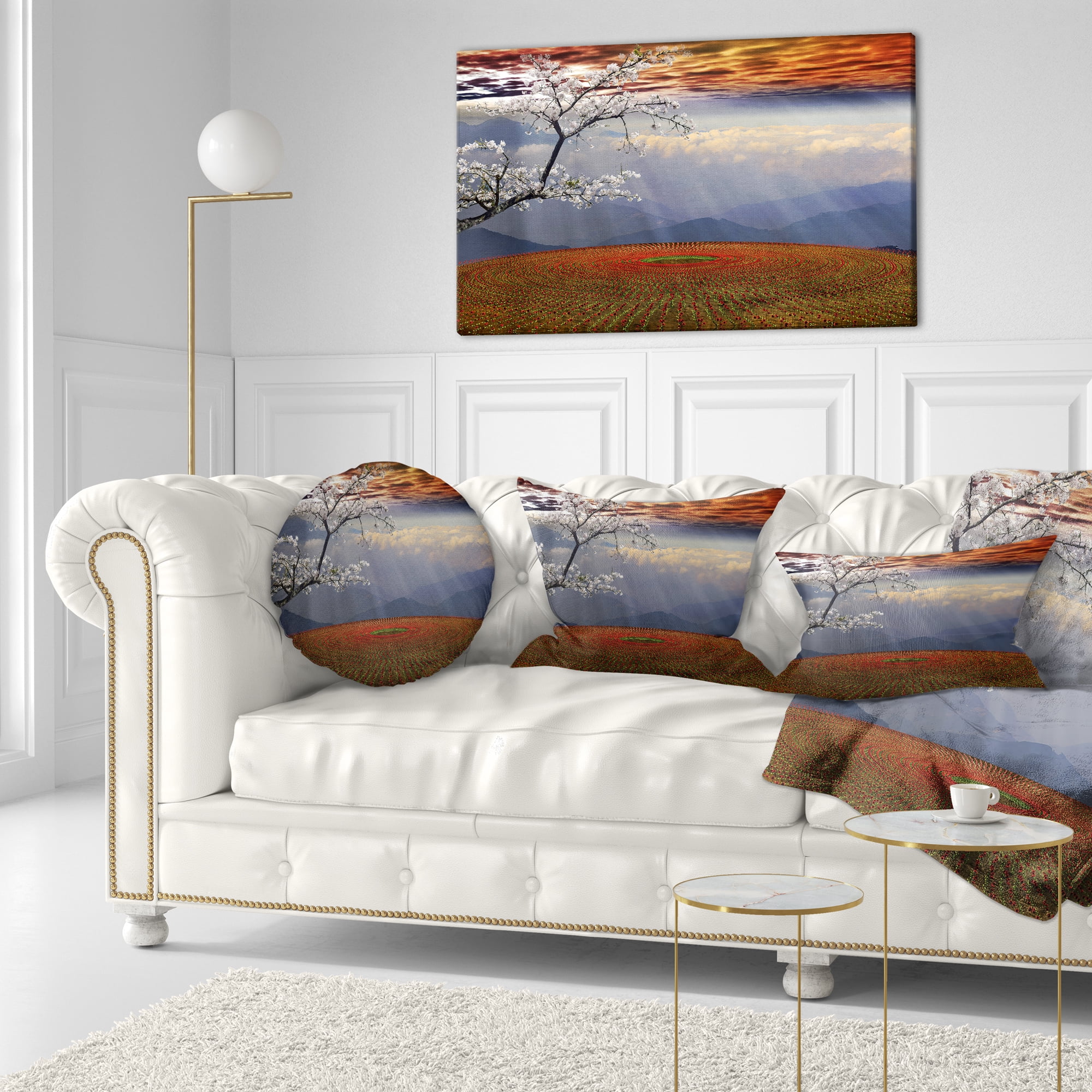 Designart 12" x 20" Red Polyester Throw Pillow