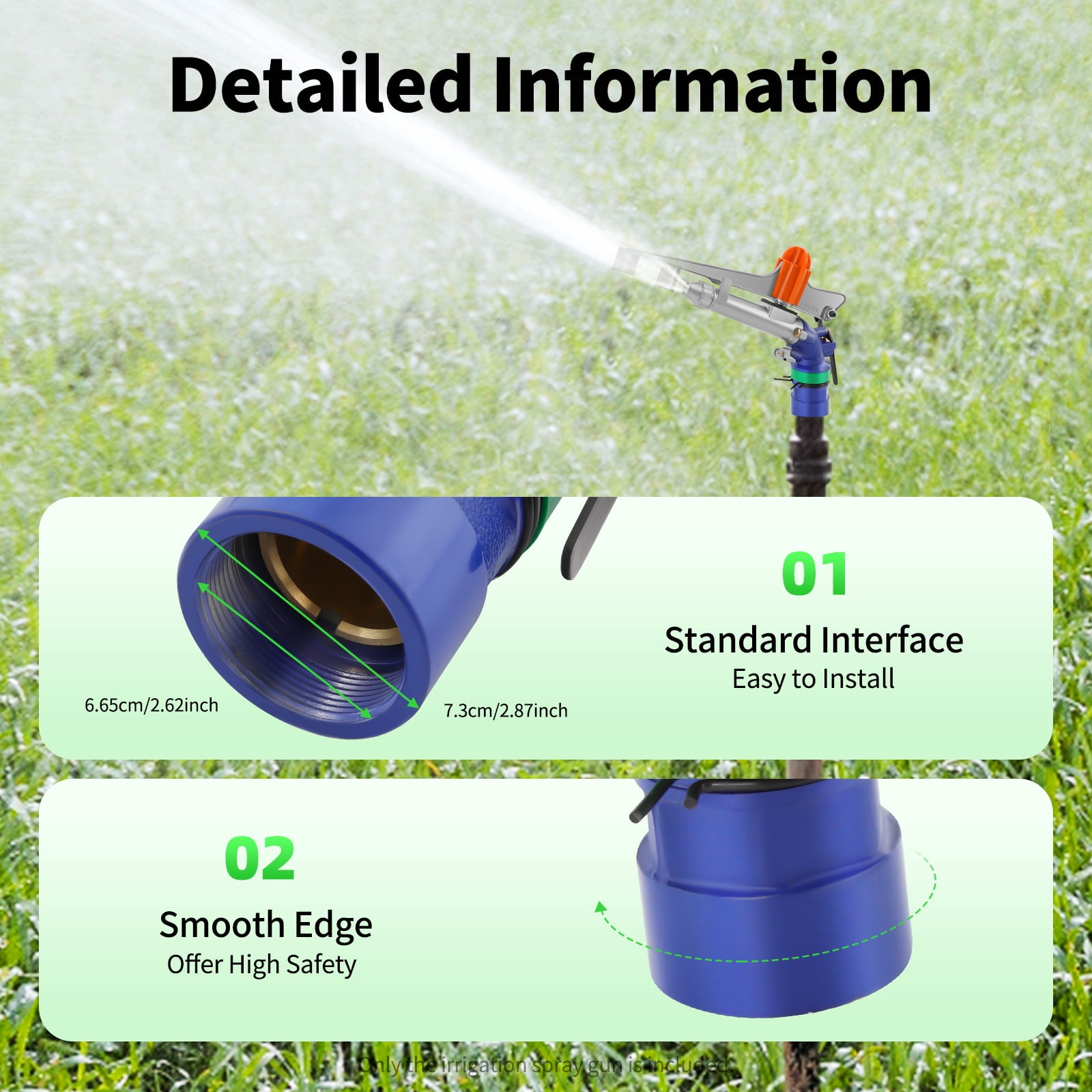 2.6in Large Area Irrigation Sprinkler Spray Gun Farm Lawn Water Sprinkler, Agriculture Irrigation Watering Sprinkler,36°-360°Large-Area Irrigation Spray Gun Garden Farm Watering Sprinkler