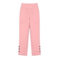 thumbnail image 4 of Sunnin Women's High Waist Straight Leg Pants Solid Color Elastic Waist Pull On Trousers with Pockets, 4 of 6