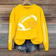 thumbnail image 2 of GILIGEGE Football Sweatshirts for Women,Sleeve Stitch Detail Double-Sided Rugby Print Long Sleeve Top,Vintage Distressed Design Warm Autumn Loose Fit Sports Fan Daily Wear Pullover Yellow L, 2 of 7