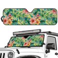 thumbnail image 2 of Uorisanigo Windshield Sun Shade Compatible with Jeep Wrangler TJ JK JL & Gladiator JT Car Sunshade Windshied Sunshade Sun Visor Protective Keep Your Vehicle Cool,Banana Leaf Hibiscus Flowers, 2 of 7
