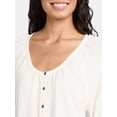 thumbnail image 4 of Time and Tru Women's Cotton Peasant Top, Sizes XS-XXXL, 4 of 5