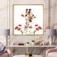 thumbnail image 2 of Designart 'Portrait of A Giraffe With Red Flowers I' Farmhouse Framed Canvas Wall Art Print, 2 of 5