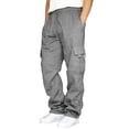 thumbnail image 2 of Men Breathable Athletic Cargo Jogger Pants Drawstring Elastic Waist Loose Fit Sweatpants Multi Cargo Pockets Casual Outdoor Walking Trousers XL, 2 of 8