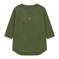 thumbnail image 5 of Cotton Linen Shirts for Women 2026 Summer Short Sleeve Button V Neck Tops Dressy Casual Oversized Tshirts by Yigetop Green 5XL, 5 of 8