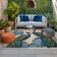 thumbnail image 2 of Vintage Peacock Outdoor Rug for Patio/Deck/Porch, Non-Slip Large Area Rug 3 x 5 Ft, Blue Floral Animals Feather Retro Art Indoor Outdoor Rugs Washable Area Rugs, Reversible Camping Rug Carpet Runner, 2 of 8