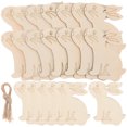 thumbnail image 4 of 20pcs Easter Party Decorative Wooden Bunny Chips Wood Rabbit Chips with Hemp Ropes, 4 of 8