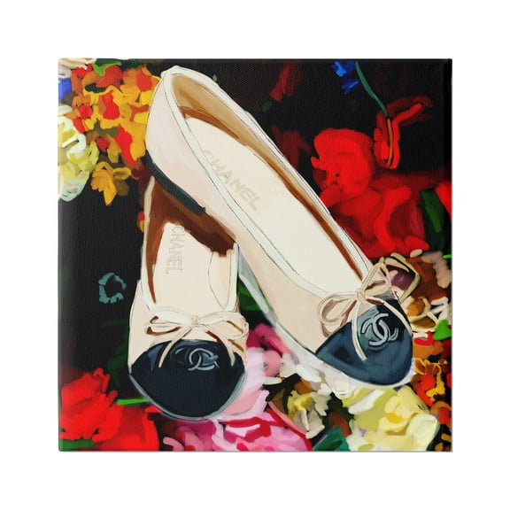 Stupell Industries Glam Shoes Floral Fashion Botanical & Floral Painting Gallery Wrapped Canvas Print Wall Art, 17 x 17
